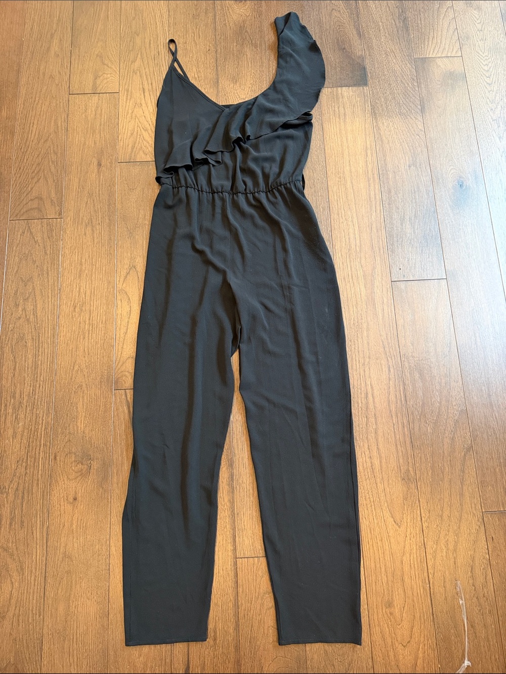 Atmosphere Black One-Shoulder Ruffle Jumpsuit Size 8 - C67-143